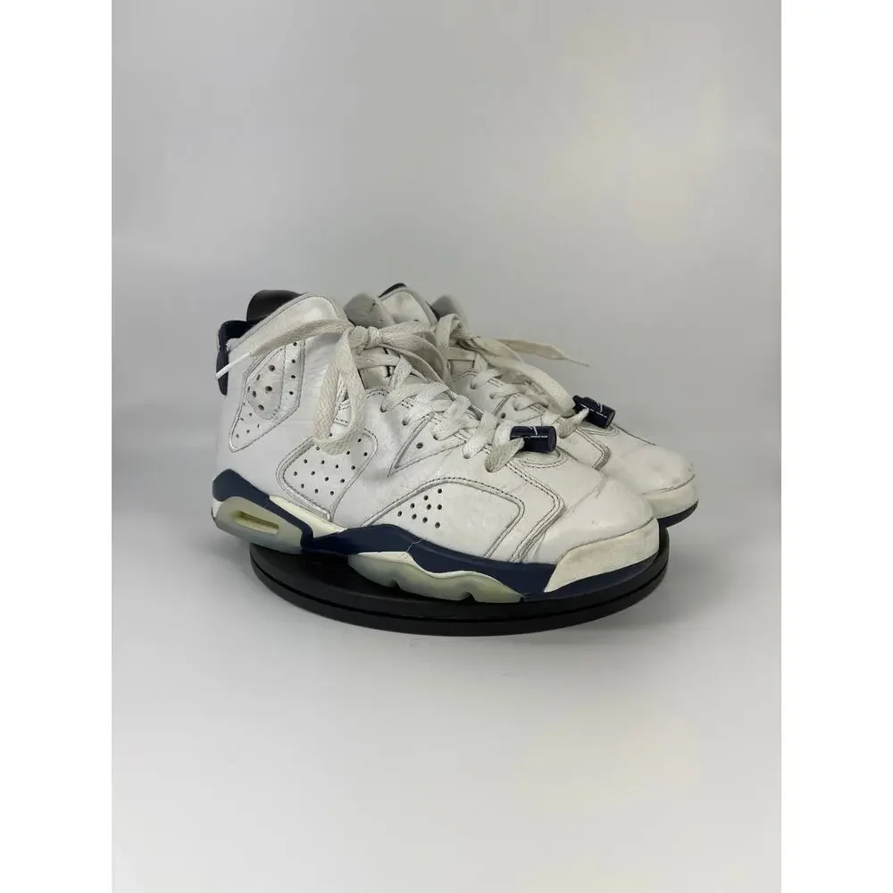 Nike Air Jordan 6 Retro 'Midnight Navy' Basketball Shoes Size 6Y White Blue_3